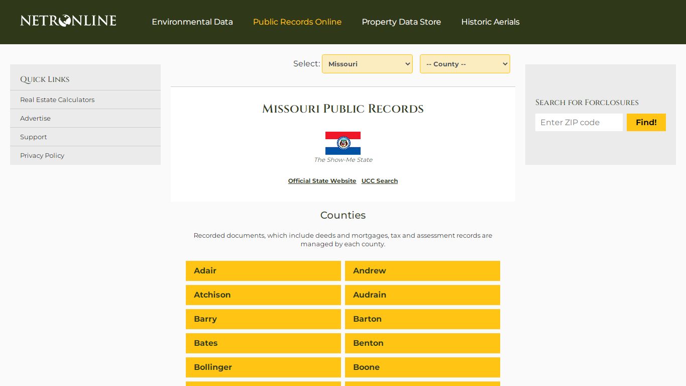 Missouri Public Records Online Directory - NETROnline.com